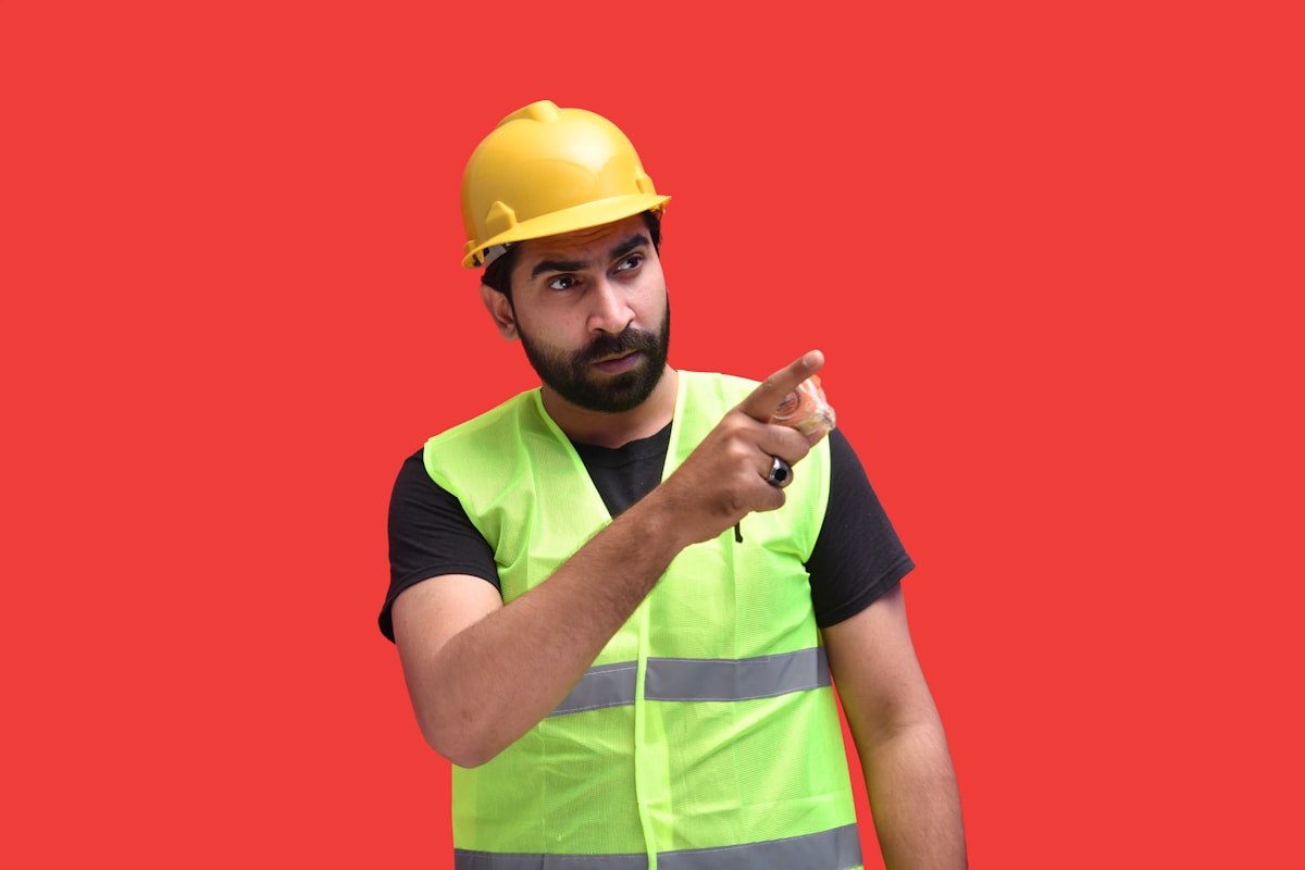 Worker wearing high-visibility safety gear